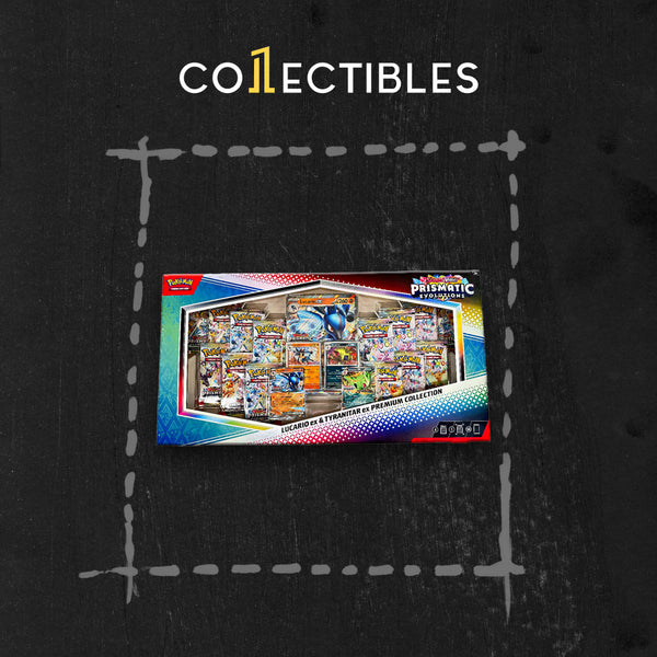 Pokemon English TCG Scarlet & Violet: Prismatic Evolutions Lucario ex & Tyranitar ex Premium Collection